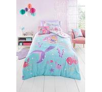 Bedlam Women's 'Mermaid' Vibes Reversible Duvet Cover Set in Aqua | Size: Single Bedlam Aqua Single