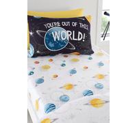 Bedlam - Universe Outer Space Bed Sheets - Single Fitted Sheet (190 x 90 x 25cm) - Galaxies & Planets Bedding for Boys - Space Bedroom Accessories - Outer Space Collection, Black