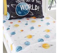 Bedlam - Universe Outer Space Bed Sheets - Single Fitted Sheet (190 x 90 x 25cm) - Galaxies & Planets Bedding for Boys - Space Bedroom Accessories - Outer Space Collection, Black