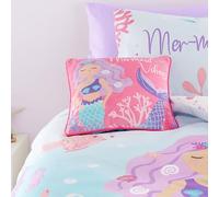 Bedlam Pink Mermaid Velvet Cushion (43 x 43cm) - Reversible (2 Designs) - Soft & Super Soft Pink Velvet with Mermaid & Fishes - Girls Cushion