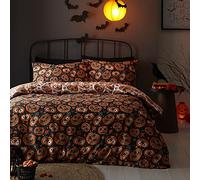 Bedlam - Pumpkin Glow - Kids Glow in the Dark Duvet Cover Set - Single Bed Size in Multi, Multicolor