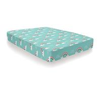 Bedlam Rainbow Fitted Sheet Single 190 x 90 x 25cm - Teal Green Polycotton Bedding with Colourful Rainbow Print, Elasticated Corners, Kids Bedroom Sheet