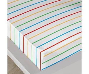 Bedlam - Rainbow Striped Bed Sheet - Single Fitted Sheet (190 x 90 x 28cm) - Rainbow Bedding - Multi-Colour Stripe Bed Sheet in White - Single Fitted Sheet with Stripes - Matching Bedding Available