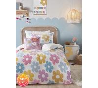 Bedlam Retro Floral Pink Plush Fleece Duvet Cover Set Pink