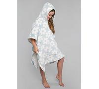 Bedlam Retro Flower Snuggle Throw Fleece Hooded Poncho Duck Egg