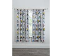 Bedlam 'Robots' Pair of Pencil Pleat Curtains in Blue | Size: 168 cm width x 183 cm drop Bedlam Blue 168 cm width x 183 cm drop