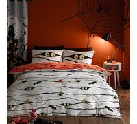 Bedlam Scary Mummy Duvet Cover - Single Size (140x200cm) - Reversible Glow in the Dark - Spooky Mummies & Vampire Bats - Halloween Decorations