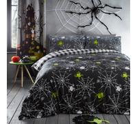 Bedlam Spiders Glow In The Dark Spider Print Grey Duvet Cover Set