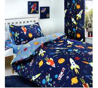 Bedlam SUPERSONIC Space Glow in the Dark Reversible Duvet Cover Set Blue Kids