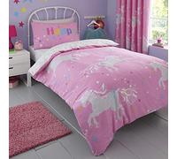 'Unicorn Glow' Childrens Glow In The Dark Duvet Cover Set Bedlam Pink Double