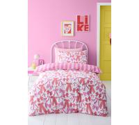 Bedlam Women's Bow & Stripes -Easy Care Double Duvet Cover Set in Pink | Size: Single Bedlam Pink Single