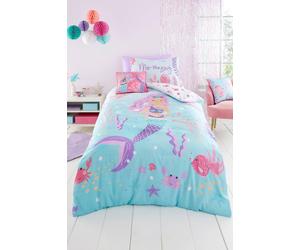 Bedlam Women's 'Mermaid' Vibes Reversible Duvet Cover Set in Aqua | Size: Single Bedlam Aqua Single