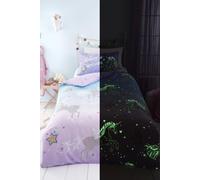 Bedlam - Glow in the Dark Unicorn Duvet Cover - Double Bedding Size (200 x 200cm) - Reversible (2 Designs) - Magical Star & Unicorn Bedding for Girls - Unicorn Themed Duvet Cover - Pink Lilac Bedding