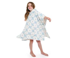 Bedlam Women's 'Retro Flower' Super Cosy Plush Hooded Throw in Duck Egg Blue Bedlam Duck Egg Blue