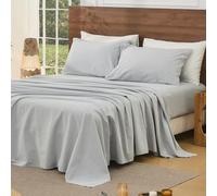 Bedlifes 100% French Pure Linen Sheets California King Size Breathable and Cooling Flax Sheet Set Soft Durable and Moisture Wicking 16 Inch Deep Pocket-4 Piece(Cal King,Grey)