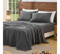 Bedlifes 100% French Pure Linen Sheets King Size Breathable and Cooling Flax Sheet Set Soft Durable and Moisture Wicking 16 Inch Deep Pocket-4 Piece(King,Dark Grey)