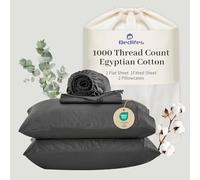 Bedlifes Egyptian Cotton Sheets 1000 Thread Count King Size, 4-Piece 16" Deep Pocket - Cooling & Breathable Ultra Soft Bedding for Hotel Comfort (Light Gray)