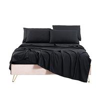 Bedlifes King Sheet Set- Cooling Sheets-Ultra Soft-Silky-Breathable-Deep Pocket- 1800 Series Bedding Set Microfiber- Black Bed Sheets King Size 4 Pieces