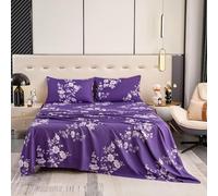 Bedlifes King Size Extra Deep Pocket Sheet Sets - Fits Mattresses Up to 18-24" Thick, 4-Piece Microfiber Set with 1800 Thread Count, Soft, Smooth, Breathable, Featuring Dark Purple Floral