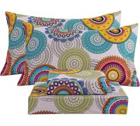 Bedlifes Queen Size Deep Pocket Sheet Sets-Fits Mattresses Up to 18-24" Thick 22"-4 PC Microfiber Extra Deep Pocket Sheets-1800 Thread Count Soft Smooth Breathable Mandala Patterned(Queen)