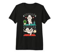 Bedlington Terrier Doing Yoga Inhale - exale DIGOR Funny Premium T-Shirt