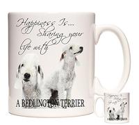 Bedlington Terrier Gift, Happiness Is Sharing Your Life with A Bedlington Terrier Dog, 11oz ceramic gift mug. Bedlington Terrier Coffee Mug