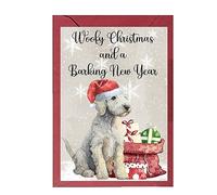 Bedlington Terrier Puppy Dog -Christmas Card - Woofy Christmas Bag and Presents