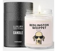 Bedlington Whippet Gifts - Luxury Soy Wax Candle - Vanilla, Jasmine, Sugared Almond - Dogs in Shades - Makester