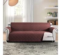 BedLooms 3 Seater Sofa Cover - Water Resistant Sofa Protectors from Pets - Reversible Quilted Sofa Slipcovers for Living Room Non Slip Washable Sofa Covers with Elastic Straps (Brown/Beige)