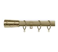 BedLooms Adjustable Cylinder Curtain Pole for Eyelet Curtains - 120-210cm Antique Brass Extendable Curtain Rod with Decorative Finials, Hooks, Rings & Complete Fittings Set for Home or Office