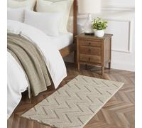 Bedlooms Beige High Low Pile Rug 80X150Cm, Soft Thick Piles, Zig Zag Pattern, Hallway Runner And Area Rugs