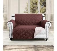 Bedlooms Brown & Beige Embossed Sofa Cover 2 Seater 224X179Cm, Microfiber Reversible Waterproof Pet & Sofa Protection Cover