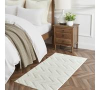 Bedlooms Cream High Low Pile Rug 80X150Cm, Soft Thick Piles, Zig Zag Pattern, Hallway Runner And Area Rugs