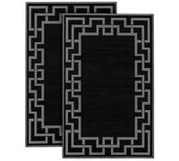 BedLooms Door Mat 60x110 cm 2 Pack - Non Slip Heavy Duty Indoor Outdoor muddy mats for dogs - Greek Key Style Welcome Front Doormat - Dirt Trapper Kitchen Floor Mat Inside Outside Doormats, Nico Black