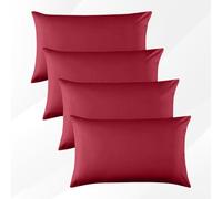 Bedlooms Dyed Pillowcase 2 Pair- Soft Plain Pillow Covers Red Envelop Closure - Easy Care Pillowcase Bedding Set 50X75 Cm