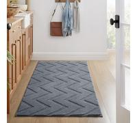 BedLooms Fluffy Rugs for Living Room 80x150 cm Grey Machine Washable Modern High and Low Pile Rug Non-Shedding Anti Slip Carpets Runner Rug for Office Dining Room Lounge Zig Zag Pattern