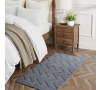 Bedlooms Grey High Low Pile Rug 80X150Cm, Soft Thick Piles, Zig Zag Pattern, Hallway Runner And Area Rugs