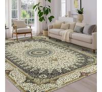 BedLooms Machine Washable Rugs Living Room 120 x 170 cm Large - Traditional Vintage Boho Rugs for Bedroom - Floral Design Grey Area Rugs for Kids Room Lounge Short Pile Floor Carpet (Willow Grey)