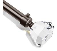 Bedlooms Metal Curatin Pole 28mm, Sapphire Crystal Finials With Extendable Strong & Durable Rod Black Nickel 160-300Cm,63''-118''
