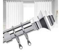 Bedlooms Metal Curtain Pole 28mm- Lamp Square Finials Strong Extendable Durable Rod Chrome 160-300 Cm, 63''- 118''