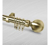 Bedlooms Metal Curtain Pole 28mm- Plain Ball Finials With Extendable Strong & Durable Rod Antique Brass 160-300 Cm,63''-118''