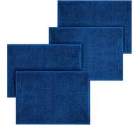 BedLooms Navy Bath Mat Non Slip Anti Mould (4 pack) - Machine Washable Bath Mats 50x80cm Chenille Bathroom Mat Super Absorbent Extra Soft Fluffy Shower Mat