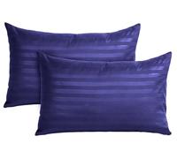 BedLooms Navy Pillow Cases 2 Pack - 100% Microfiber Envelope Closure Stripe Pillow Cases 50x75cm Premium Hotel Quality Anti Allergy Pillow Cover