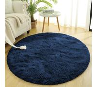 BedLooms Round Rugs Living Room 120x120 cm - Navy Area Rugs for Bedroom Non Slip - Modern Super Soft Plush Carpets Fluffy Shaggy Rug for Lounge, Dining Room - Non Shedding Bedside Rug for Kids Room