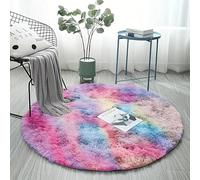 BedLooms Round Rugs Living Room 120x120 CM - Rainbow Area Rugs for Bedroom Non Slip - Modern Super Soft Plush Carpets Fluffy Shaggy Rug for Lounge - Non Shedding Bedside Rug for Kids Room