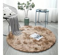 BedLooms Round Rugs Living Room 120x120 CM - Tie-Dye Beige Area Rugs for Bedroom Non Slip - Modern Super Soft Plush Carpets Fluffy Shaggy Rug for Lounge - Non Shedding Bedside Rug for Kids Room