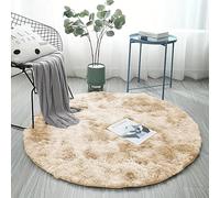 BedLooms Round Rugs Living Room 120x120 CM - Tie-Dye Cream Area Rugs for Bedroom Non Slip - Modern Super Soft Plush Carpets Fluffy Shaggy Rug for Lounge - Non Shedding Bedside Rug for Kids Room