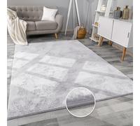 BedLooms Rugs Living Room 120 x 170 cm, Fluffy Light Grey Silver Faux Fur Rug for Bedroom Low Pile Machine Washable Carpets for Dinning Room Soft Non Shedding Nursery Rug for Kids Room