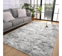 BedLooms Rugs Living Room 120 x 170 CM - Tie-Dye Light Grey Area Rugs for Bedroom Large Non Slip - Modern Super Soft Plush Carpets Fluffy Shaggy Rug for Lounge, Dining Room - Non Shedding Bedside Rug
