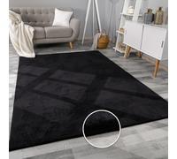BedLooms Rugs Living Room 80x150 cm, Fluffy Bedside Black Rug for Bedroom Low pile Machine Washable Carpets for Hallway Runner Comfortable Soft Nursery Faux Fur Rug for Kids Room